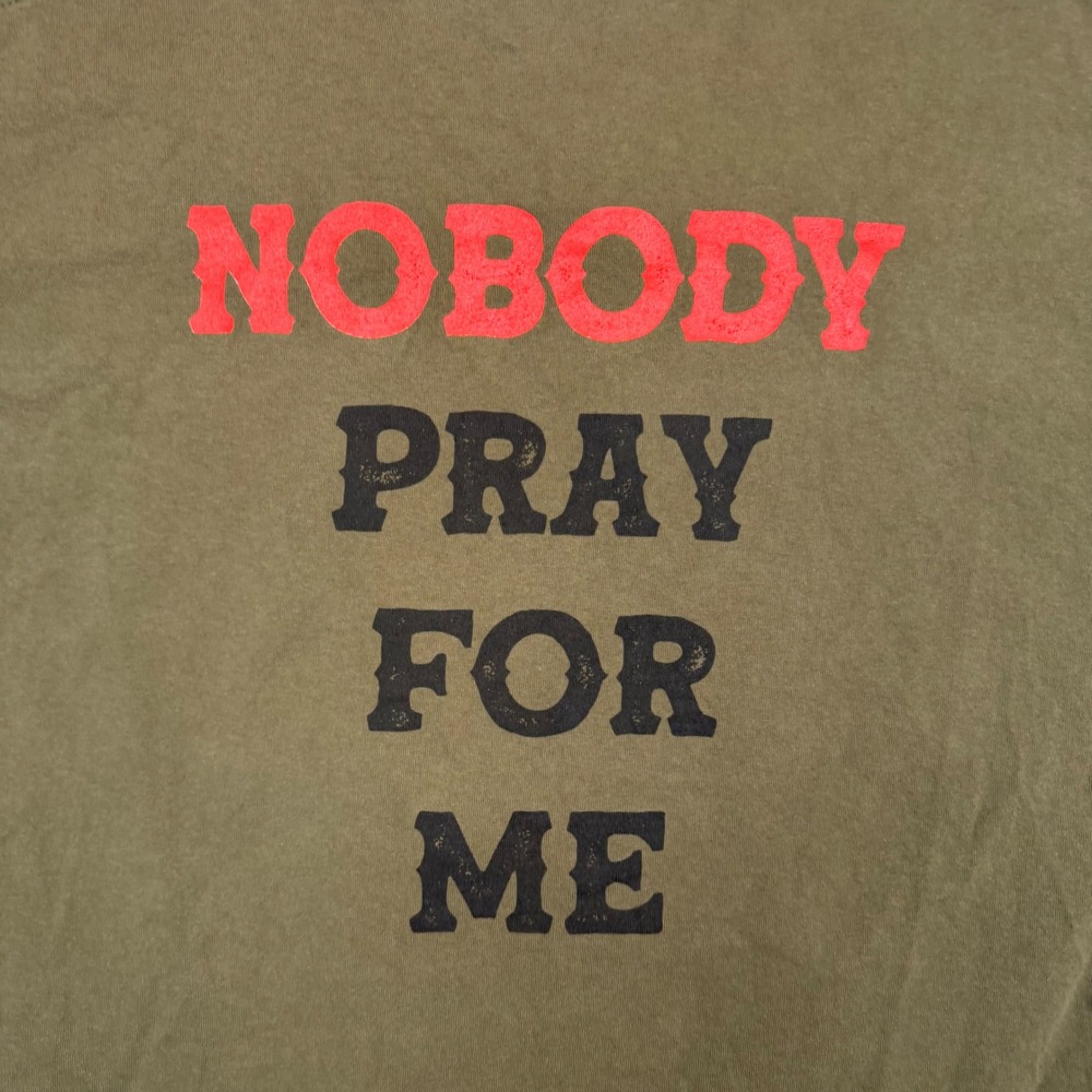 Lifted Anchors MAAD City Graphic T-Shirt Olive Green Nobody Pray For Me XL Mens - Picture 3 of 13